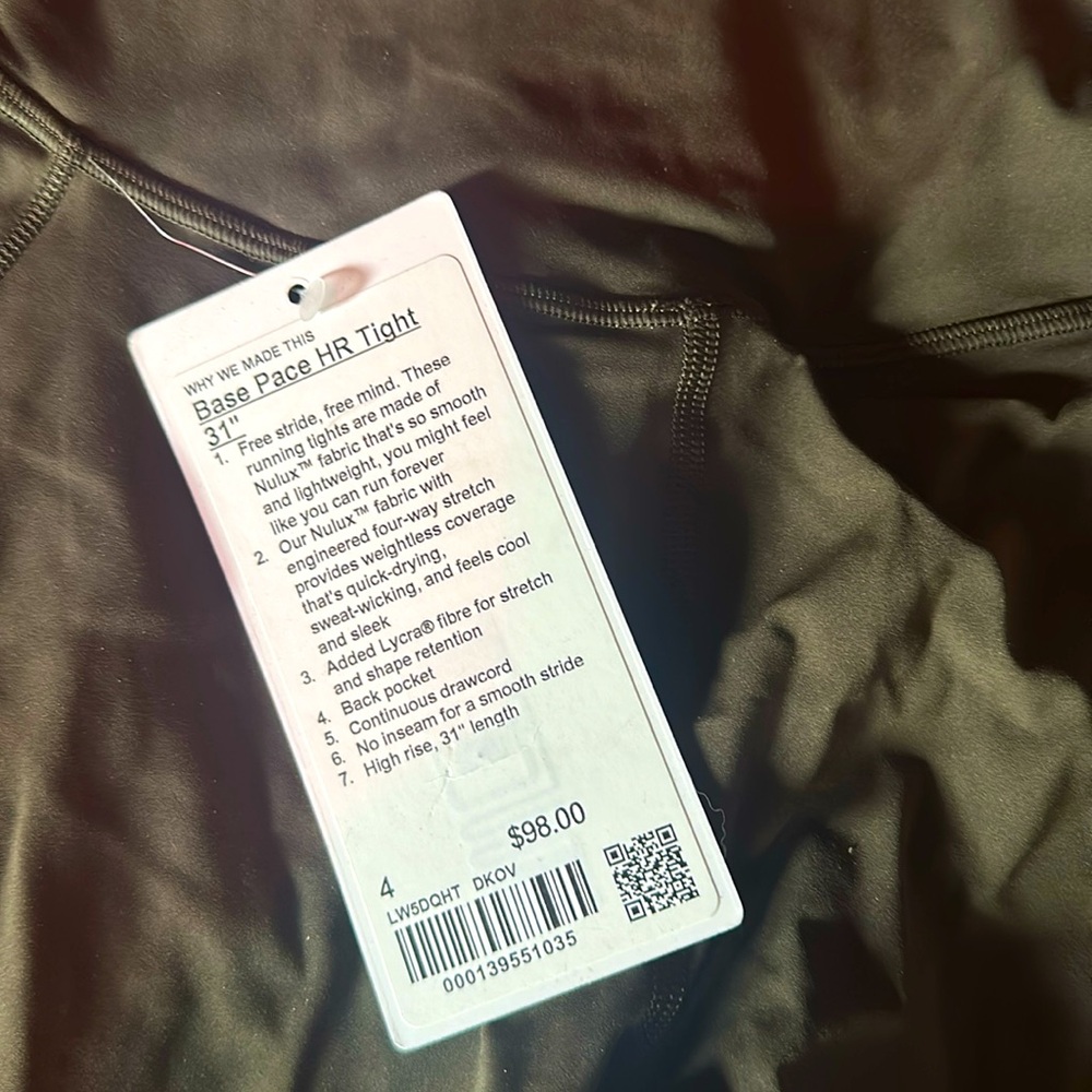 Lululemon Base Pace 31” High Rise Tight Dark Olive NWT